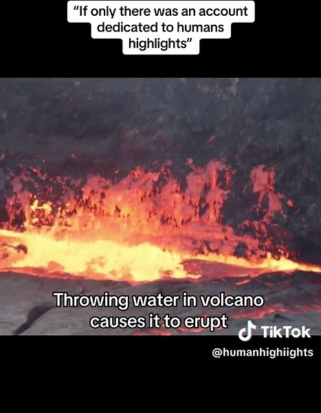 Throwing water in volcano causes it to erupt😳