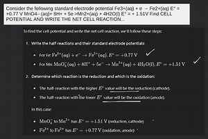 Consider the following standard electrode potentialFe3 (aq)   ... | Filo