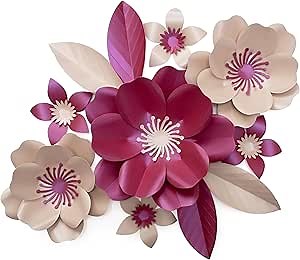Giant Paper Flowers Kit - DIY Flower Craft Set for Backdrop, Party & Nursery Decor - Ready-to-Assemble Precut Flowers with Leaves & Instructions - Reusable Large Flower for Decoration & More