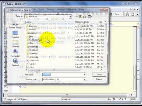 Newton Raphson para sistemas de ecuaciones no lineales Matlab