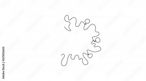Animated self drawing of continuous one line draw water drips and flowing. Blob and splash. Concept of paint splashes, splatters, splodges, drops, blots shape. Full length single line animation