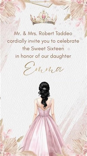 Boho Sweet 16 Birthday Video Invitation #videoinvitation #digitalpartyinvite