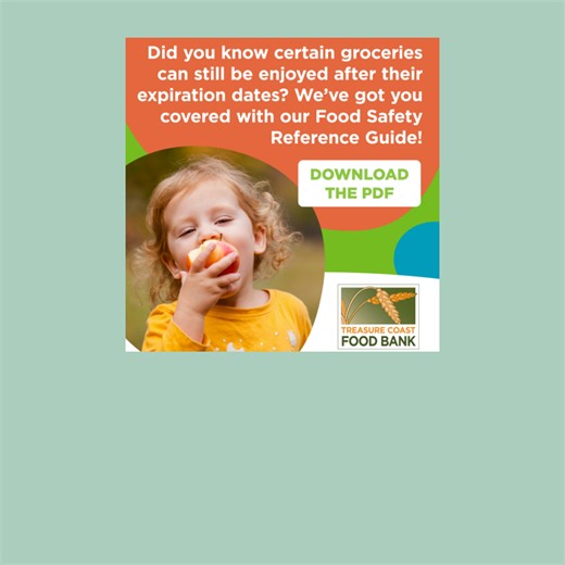 104 reactions · 13 shares | Did you know certain groceries can still be enjoyed after their expiration dates? We’ve got you covered with our Food Safety Reference Guide! Click here to download our handy how-to guide about how to help keep your food waste down and your family healthy. | Treasure Coast Food Bank | Facebook