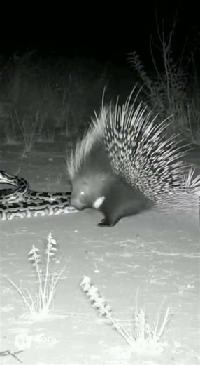 Python vs Porcupine – Night Vision Wildlife Surprise #burrowcam #wildlife #natureclip #animalworld