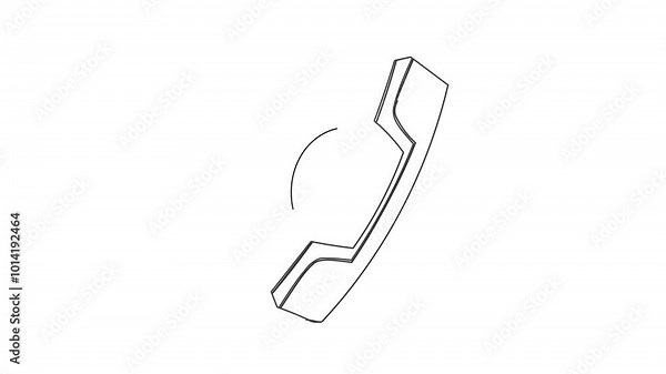 Dial Phone Call and Retro Telephone Ring Drawing one Line animation on White Background.