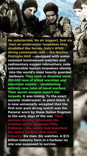 Italian Frogmen Secretly Sank the British Fleet at Night Their Watches Started a $9 Billion Industry