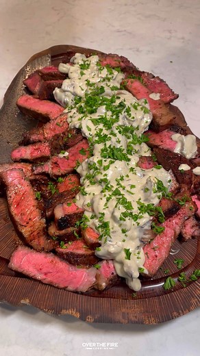 Bourbon Marinated Ribeyes with a Blue Cheese and Mushroom Cream Sauce! 🥩🍄🥃🔥 Been wanting to make a recipe like this for a while! I love ribeyes, classically grilled with just salt, pepper and garlic; however, it’s sometimes fun to switch things up. We are marinating these ribeye steaks in a cajun, bourbon and honey marinade to a spicy and savory kick. Grilled over high heat, we will make a Blue Cheese and Mushroom Cream Sauce to serve over top! Find this whole recipe on my blog or linked in
