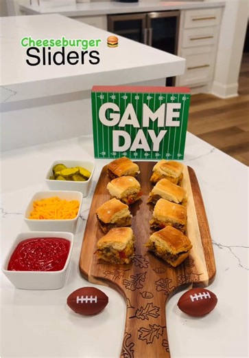 🏈GameDay Cheeseburger Sliders 🍔 These are SO easy and turned out 10/10 🙌🏻 So perfect for The Big Game 🏈 Ingredients: • 1 package of @Sister Schuberts rolls • 1/2 lb of ground beef • 1/4 medium onion, diced • 1/2 cup 1 tbsp Worcestershire sauce 1 1/2 cups shredded cheddar cheese 1 tbsp olive oil 1/2 tsp salt 1/4 tsp pepper Directions: 1. Preheat oven to 350 2. Heat olive oil over medium heat 3. Add onions and cook for 5 minutes until soft 4. Add ground beef and season with Worcestershire, sa