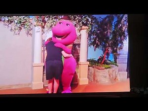 Joel Meeting And Hugging Barney The Dinosaur At Universal Studios Orlando In June 2019