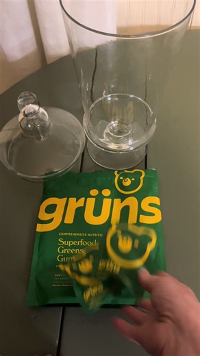 Gruns had replaced candy so now it’s. Gruns Jar! Superfoods greens gummies are keeping everyone regular! #gruns #superfoods #greensgummies #guthealth #bloated