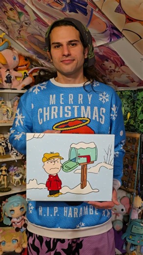 "Rats. Nobody sent me a Christmas card today. I almost wish there weren’t a holiday season. I know nobody likes me. Why do we have to have a holiday season to emphasize it?" Christmas time was never my favorite and it still isn't. But that's okay, I still enjoy the time I get to spend with those that I care about #charliebrown #Christmas #acrylicpainting #harambe #peanuts | Brian Tomlinson