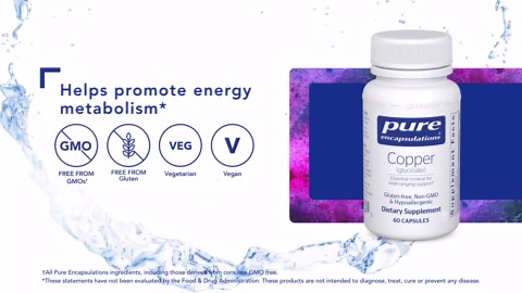 Pure Encapsulations Copper Glycinate 60's - 2 mg Copper Supplement, Supports Red Blood Cell Formation* - Aids Energy Metabolism - Non-GMO & Vegan - 60 Capsules