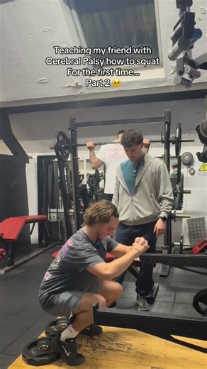 Part 2 🥹 - today me and Rylee worked on box squats to add some weight and get ready for the barbell attempt this week… :) @ayblmen code FEN to support me :) @ryleeokeeffe #gym #fyp #disability #awareness #foryou | Fensfit