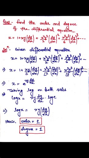 Find out degree and order | differential equations class 12 One Shot