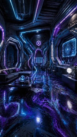 Futuristic Sci-Fi Room Transformation with Liquid Metal Epoxy Floor & 3D Neon Walls