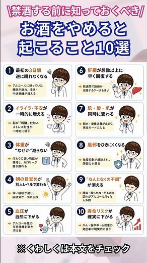 \\禁酒する前に知っておくべき/お酒をやめると起こること10選 #薬剤師 #健康 #健康習慣 #生活習慣 #お酒