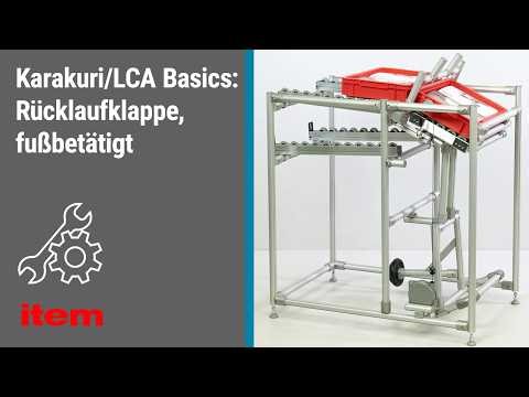 Wie montiere ich eine fußbetätigte item Karakuri/LCA Rücklaufklappe für besseres Handling von KLTs?