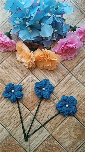 handmade woollen thread flower #handmade