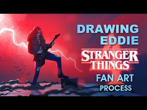 Drawing Eddie Munson from STRANGER THINGS playing Master of Puppets by Metallica | Fan Art Tutorial