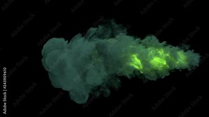 Colored torch fire and smoke / Smoke lit from inside by fire. Separated on pure black background, contains alpha channel.