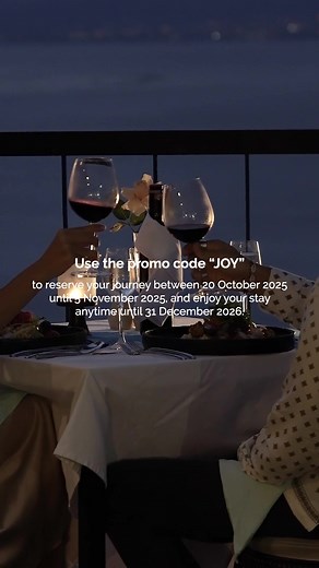 Rates start from IDR 2,000,000 per night End the year in style with elegant stays, breathtaking nature views, and moments filled with joy. Bask by the pool, unwind at the spa, or discover new adventures — all while enjoying exclusive savings when you book with promo code “JOY.” Enjoy more with every stay: • 10% off Food & Beverage • 20% off Spa treatments • Signature welcome drink and chilled towel • Daily all-day breakfast and afternoon tea • Daily minibar replenishment and bottled water • Even
