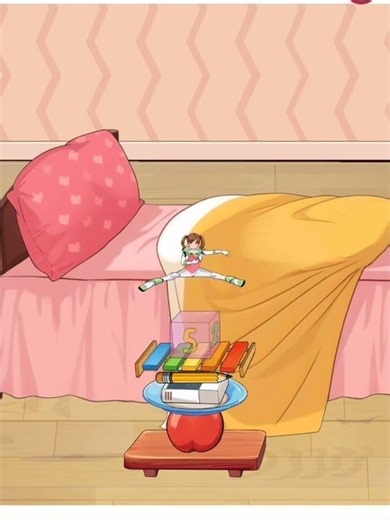 Brain Fever Level 57(Help the tiny girl get up onto the bed.) complete solution #mobilegame
