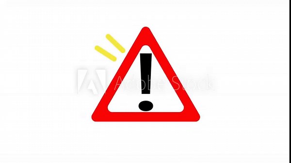 Emergency warning symbol animation. Red triangle exclamation mark flashing light motion design. Flashing red alert warning animation. Safety caution danger emergency important notice.