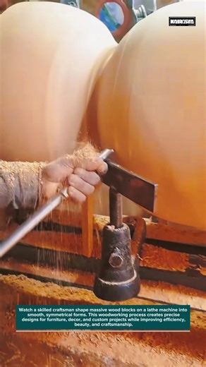 Amazing Giant Wood Turning Process! Master Craftsmanship on Lathe Machine