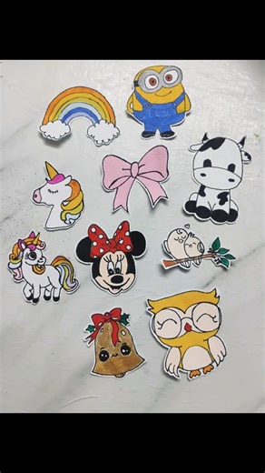 Handmade Stickers l how to make cute stickers #diy #crafts #painting #stickers #cartoons #handmade
