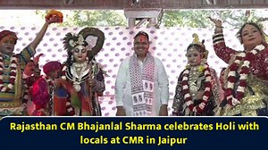 Rajasthan CM Bhajanlal Sharma celebrates Holi with locals at CMR in Jaipur