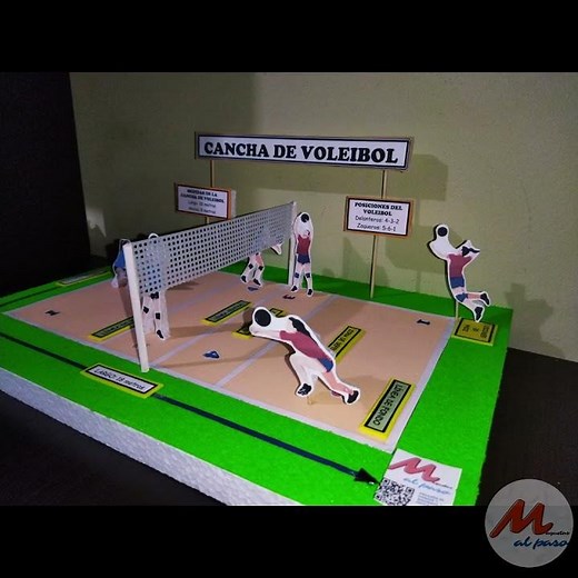 Maqueta de una Cancha de voleibol | Plantilla de jugadores #maqueta #materialescolar #diy