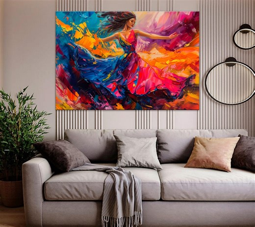 Dancing Woman Wall Art, Colorful Abstract Dance Print, Modern Woman Artwork - Etsy
