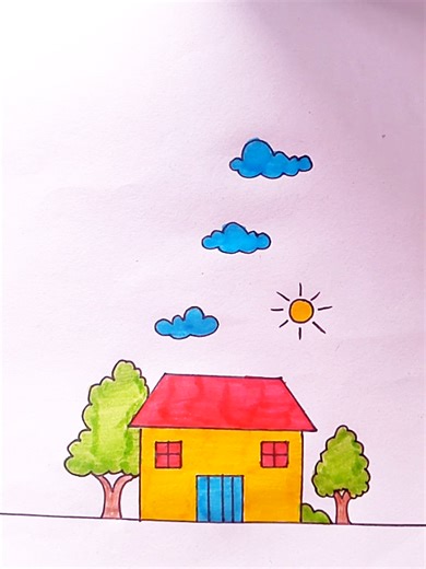 easy tree house 🏡 drawing with color #terndingvideo #drawingtutorial #fouryou #fouryourpage #drawings