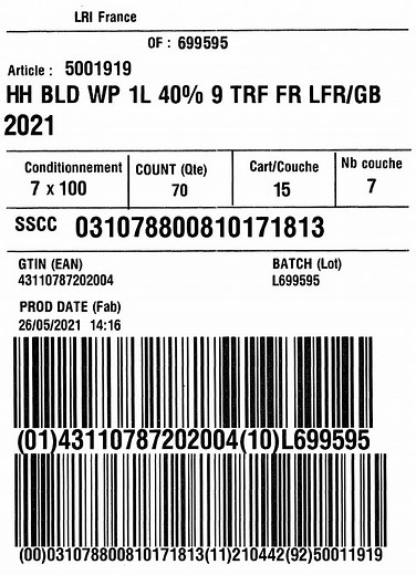 Tout savoir sur l'Etiquette SSCC (Serial Shipping Container Code) : création, impression et pose d'une Etiquette SSCC - LR-I
