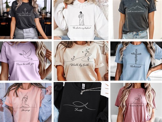 Christian Minimalist Line Art Bundle | Faith SVG PNG Designs | Instant Download | Gift for Women | Bible Quotes, Prayer & Worship Art - Etsy