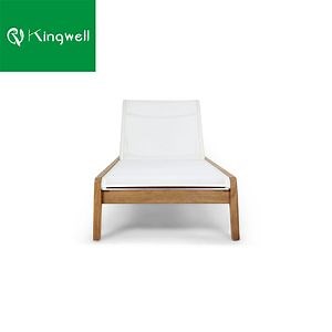 [Hot Item] Pool Furniture Wooden Sunbed Garden Teak Mesh Sun Lounger with Adjustment
