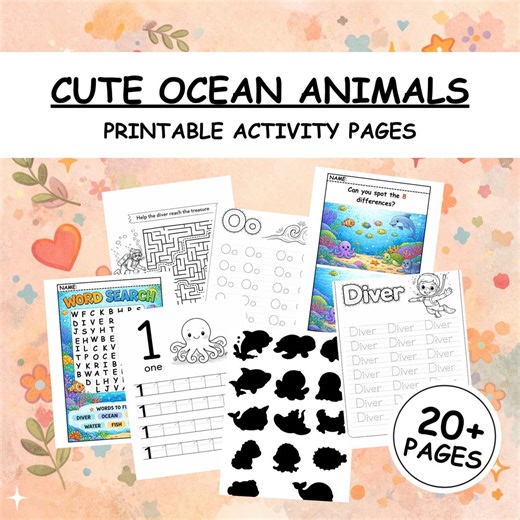 Ocean Activity Book Printable PDF | Kids Learning Workbook Ages 3-8 | Digital Download - Etsy