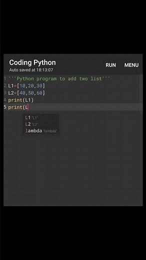 How to add two lists in Python? #python#ytshorts#pythontutorialforbeginners
