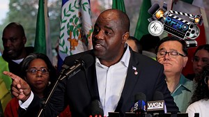 A powerful scene outside City Hall today — hundreds gathered as Mayor Sam Cunningham spoke out for families and individuals affected by I.C.E. actions, joined by community leaders and supporters across Waukegan. | RF39Productions LLC