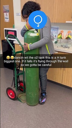 O2 TANK WENT THROUGH THE WALL #viral #healthcare #respiratorytherapist #school #science #oxygen #fy