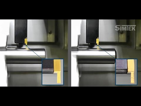 Grooving and turning with 3D-lasered chip forming geometry by SIMTEK