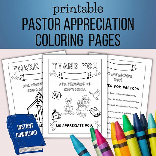 Pastor Appreciation Coloring Pages - Thank You Pages for Kids - Children Ministry Gift for Pastors - Printable & Digital Download - Etsy
