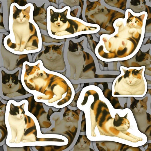 Calico Cat Stickers Vinyl Decals Waterproof Feline Stationery Gift for Calico Cat Lovers Scrapbooking Supplies Cat Lady Water Bottle Decor - Etsy