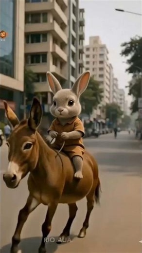 Baby rabbit and the donkey #rabbit #donkey #shorts #AIKidz7