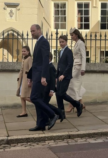 Royal Family Attends Easter Service at Windsor Castle