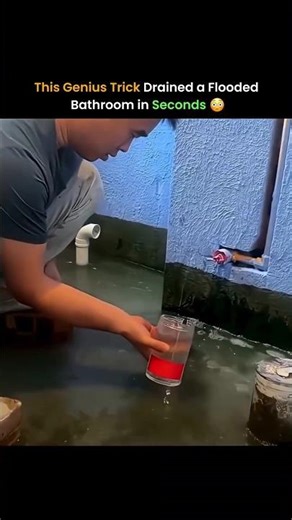 How science drained the flooded bathroom in seconds 🤯 #tricks #sciencefacts #science