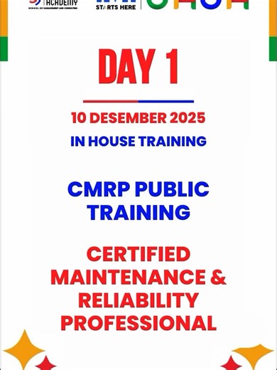 Dunia industri membutuhkan profesional andal yang mampu memastikan operasional berjalan efisien dan aset berumur panjang. Jadilah bagian dari elite tersebut dengan sertifikasi internasional Certified Maintenance & Reliability Professional (CMRP)! 🚀 Kami telah memulai Public Training intensif CMRP, membekali para peserta dengan kompetensi unggul, termasuk penerapan: • Reliability-Centered Maintenance (RCM): Metode perencanaan pemeliharaan terstruktur yang terbukti efektif di industri penerbangan
