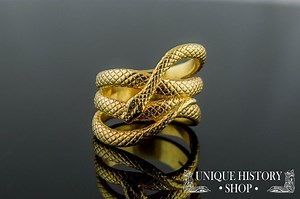 Gold Snake Ring - Elegant Serpent Jewelry With Intricate Design and Texture Handcrafted Animal Ring Perfect for Rattlesnake Lovers - Etsy
