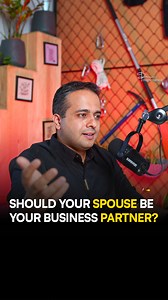 Should your spouse be your business partner? Absolutely yes. But there is a condition to it... Your spouse should not be your business partner just because they are your spouse. That's wrong. They should be your business partner when both of you have complementary skills; when both of you bring different expertise to the table. Secondly, keep a check on yourself during any discussion if it is the business partner talking or it is the husband/wife talking. If you found this helpful then, SHARE th