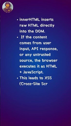How can innerHTML lead to vulnerabilities? #coding #shorts